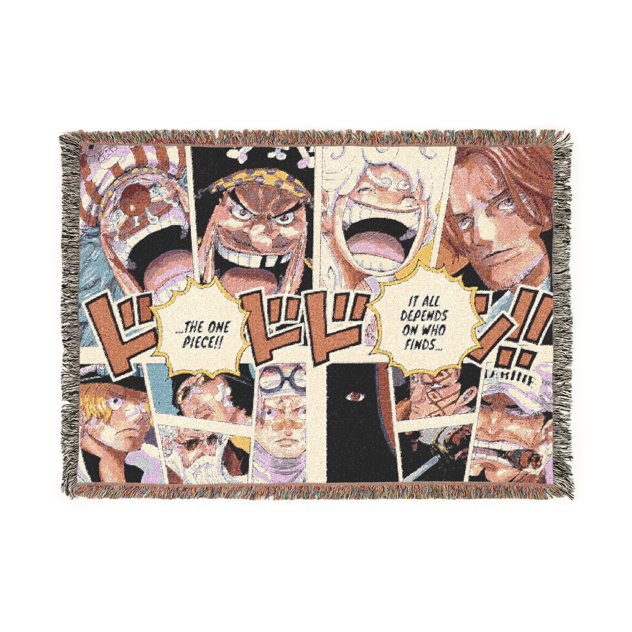 Vintage Manga Panel Blanket | Pirate Adventure Woven Throw | Retro Anime Scene Collage | Cozy Statement Home Decor
