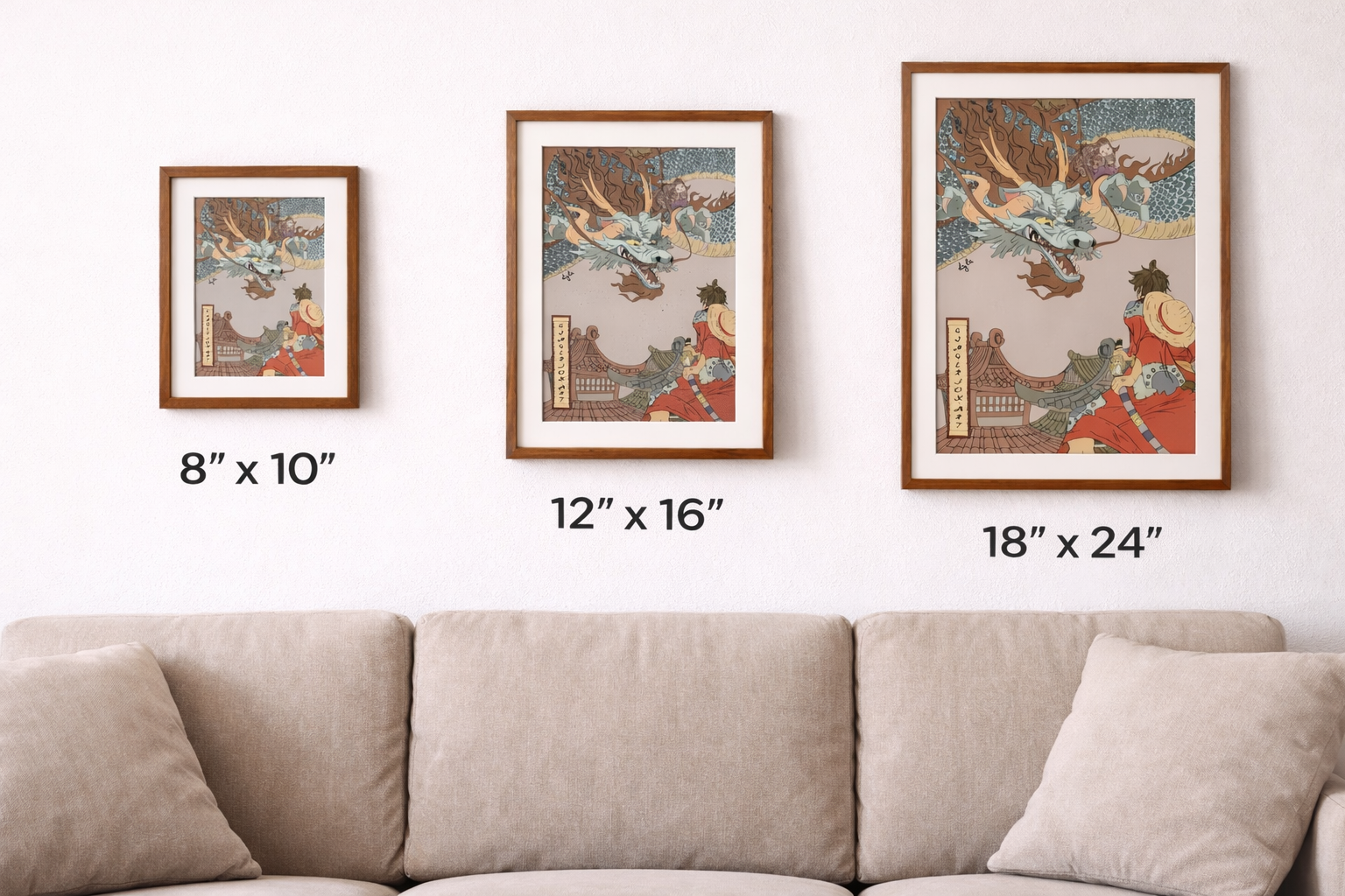 Samurai Dragon Battle Poster | Japanese Style Wall Art | Warrior & Mythical Dragon Print | Anime Inspired Decor
