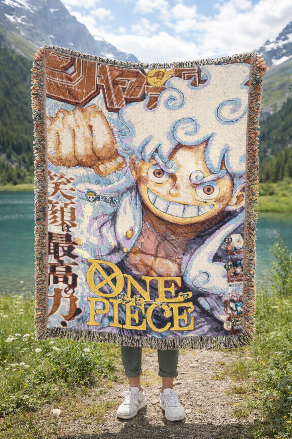 White Energy Anime Blanket Woven Throw