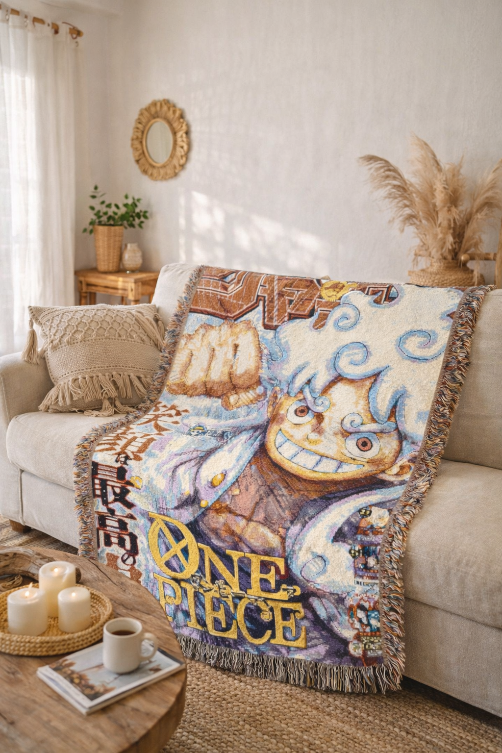 White Energy Anime Blanket Woven Throw