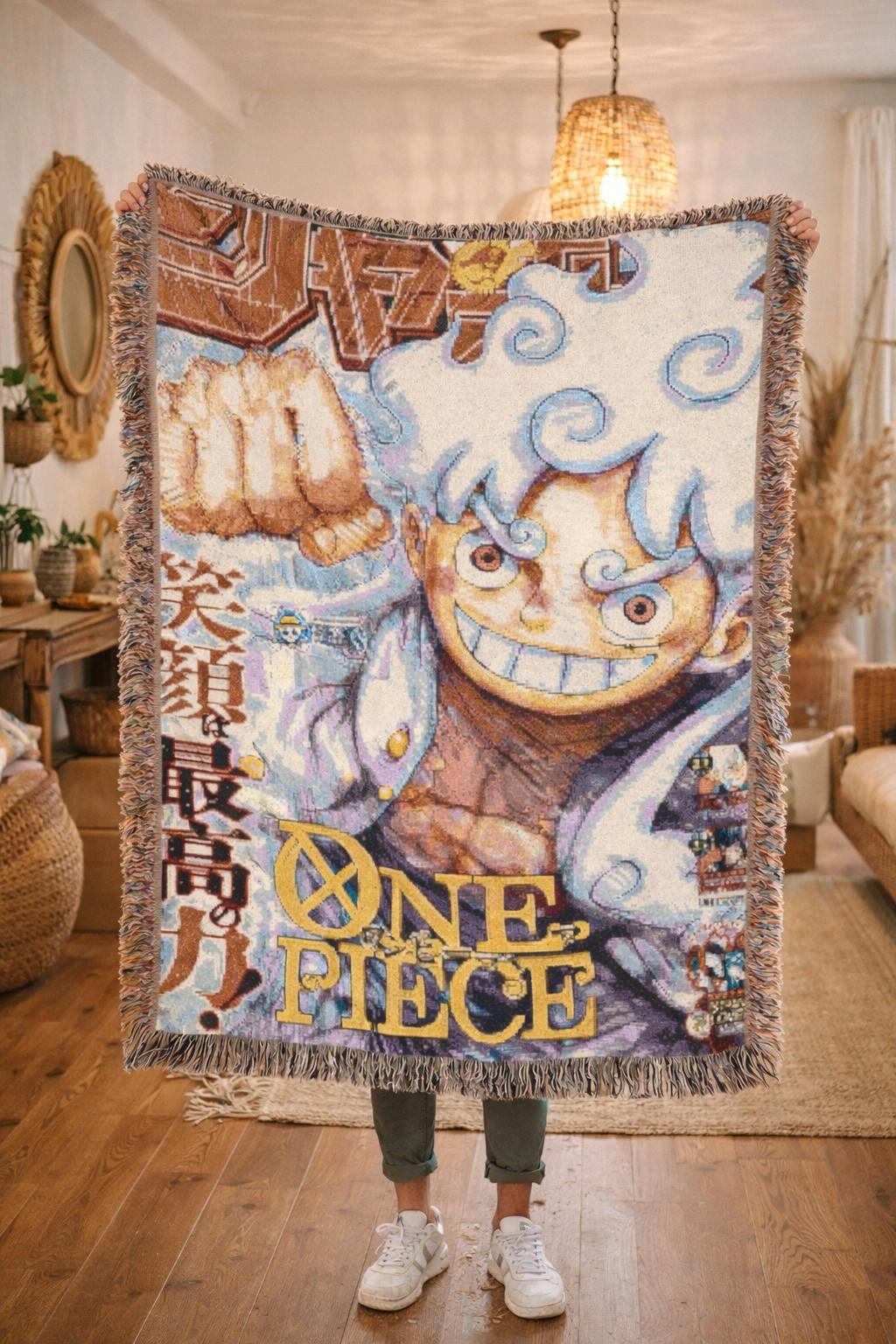 White Energy Anime Blanket Woven Throw