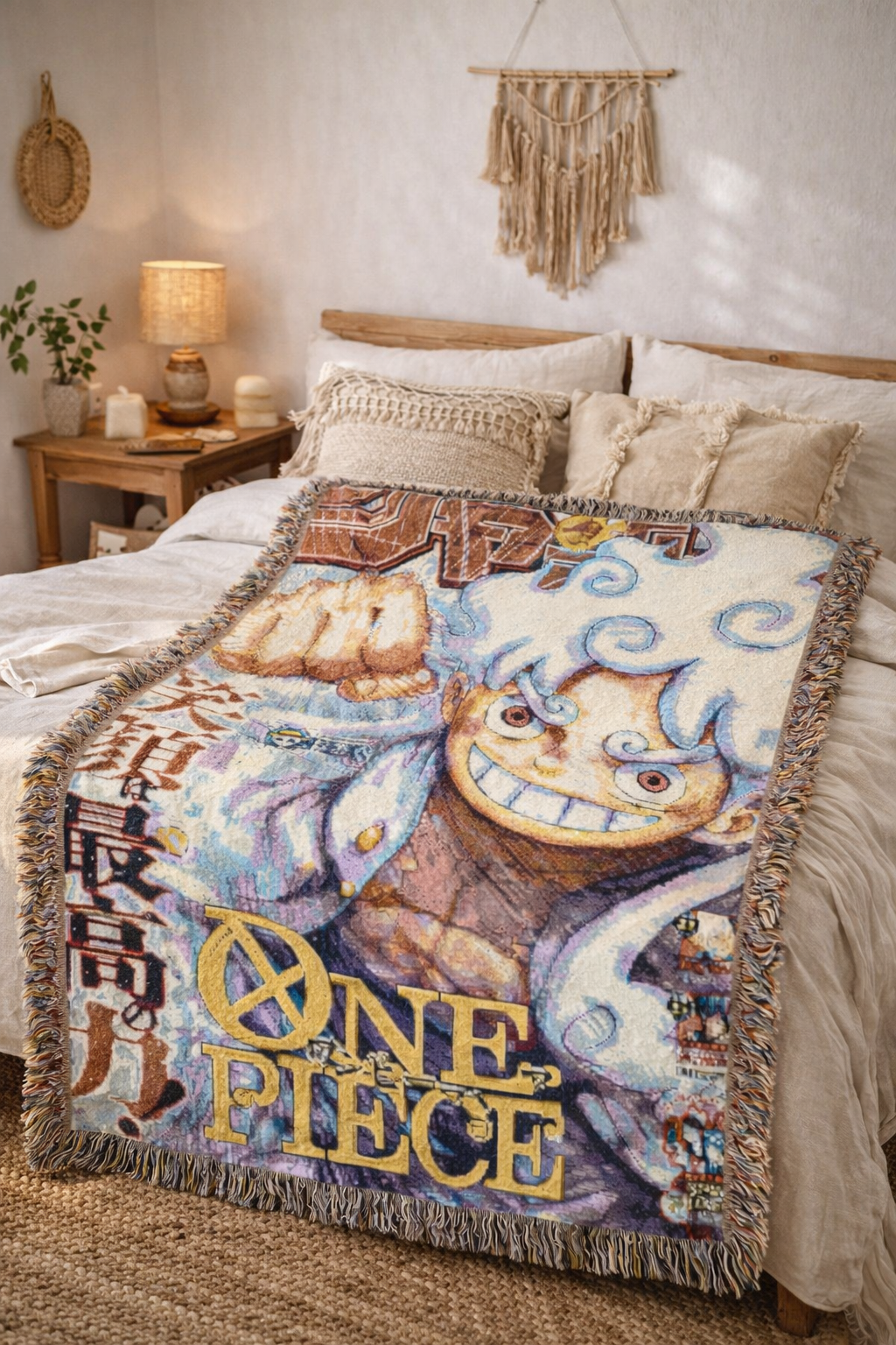 White Energy Anime Blanket Woven Throw