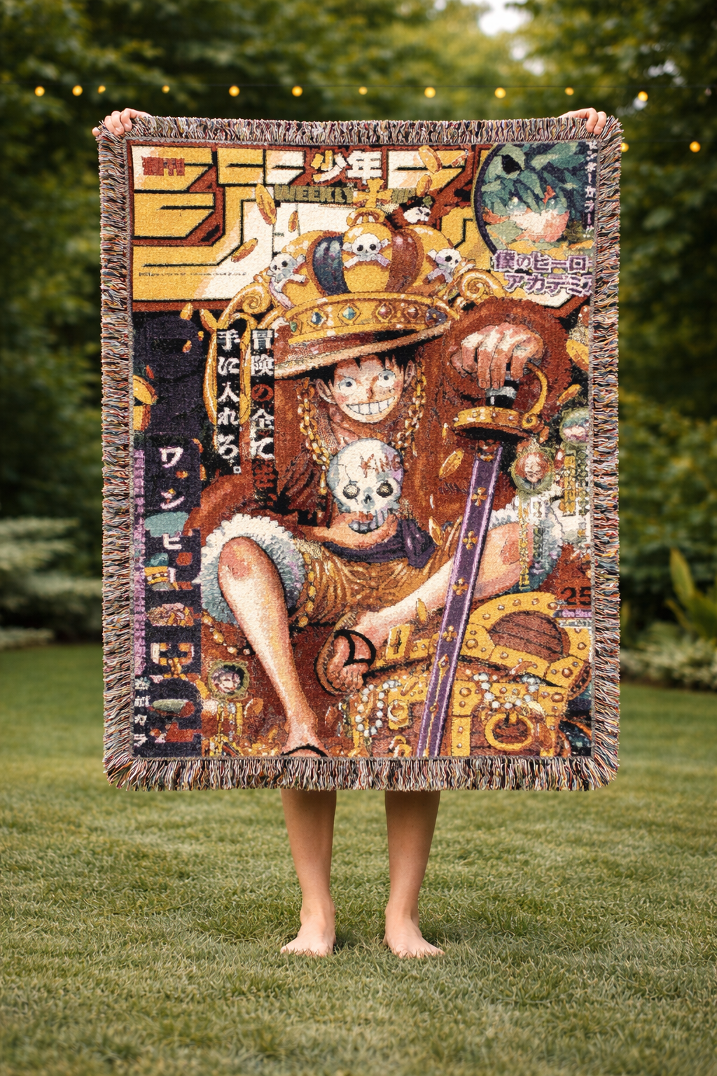 Anime King Tapestry Blanket l Premium Woven Throw for Bed & Sofa | Anime-Inspired Home Decor Gift