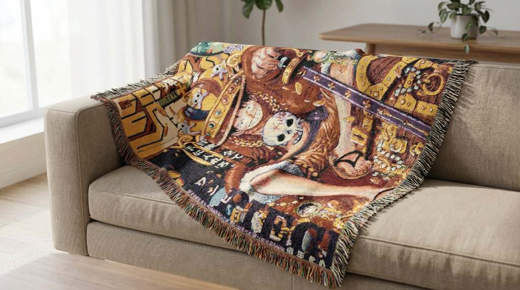Anime King Tapestry Blanket l Premium Woven Throw for Bed & Sofa | Anime-Inspired Home Decor Gift
