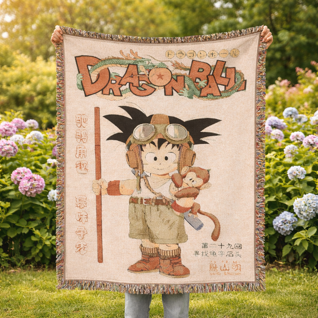 Retro Anime Kid Blanket | Vintage Adventure Woven Throw | Classic Manga Style Decor | Cozy Nostalgic Gift