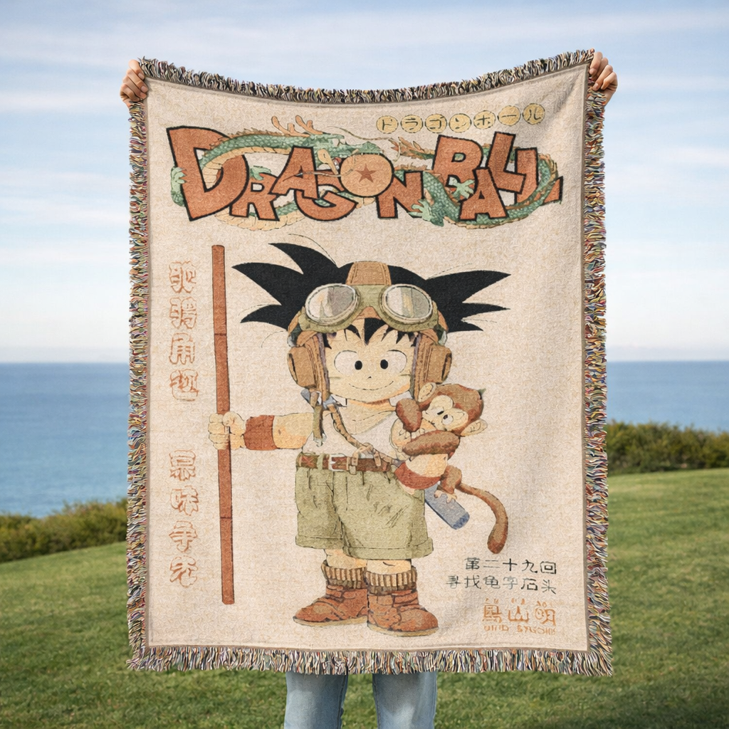Retro Anime Kid Blanket | Vintage Adventure Woven Throw | Classic Manga Style Decor | Cozy Nostalgic Gift