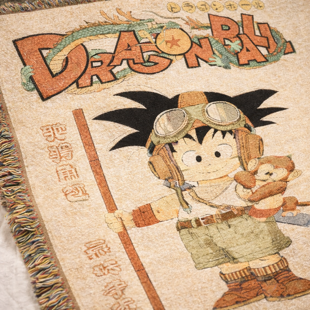 Retro Anime Kid Blanket | Vintage Adventure Woven Throw | Classic Manga Style Decor | Cozy Nostalgic Gift