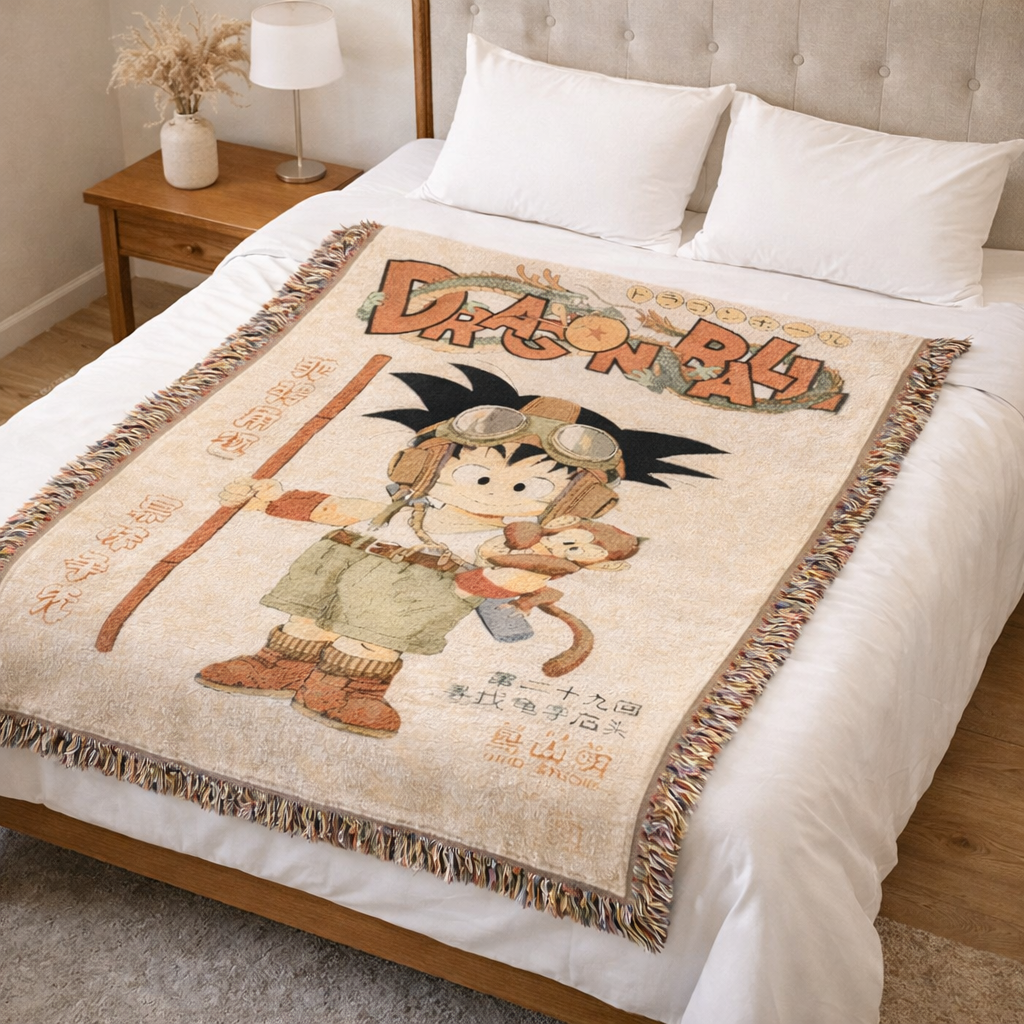 Retro Anime Kid Blanket | Vintage Adventure Woven Throw | Classic Manga Style Decor | Cozy Nostalgic Gift