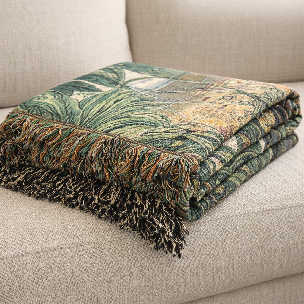 Anime Inspired Dragon Blanket | Mythical Creature Woven Throw | Japanese Style Cozy Home Decor Gift