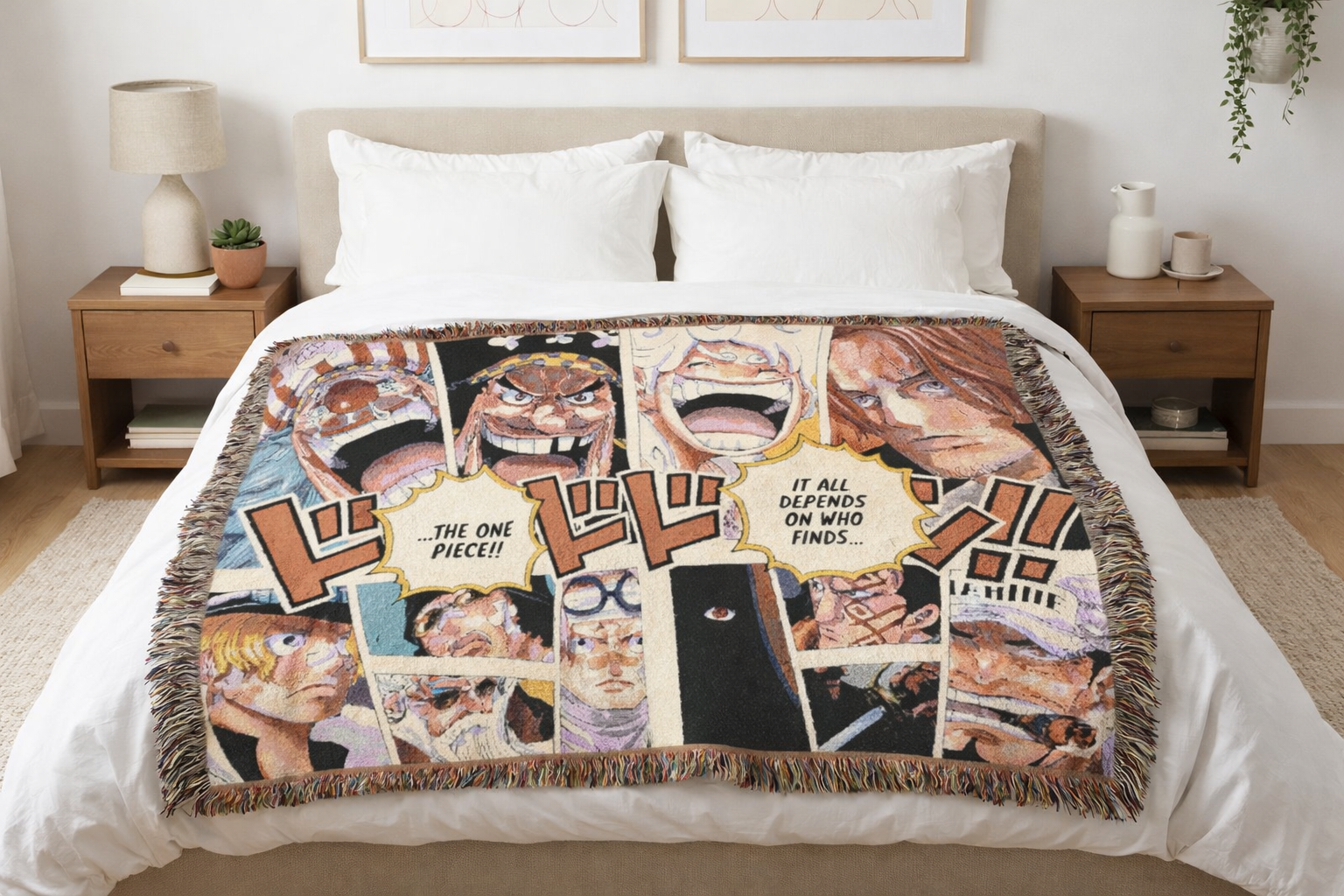 Vintage Manga Panel Blanket | Pirate Adventure Woven Throw | Retro Anime Scene Collage | Cozy Statement Home Decor
