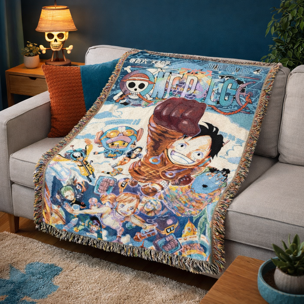 Pirate Crew Adventure Woven Blanket | Colorful Anime Inspired Throw