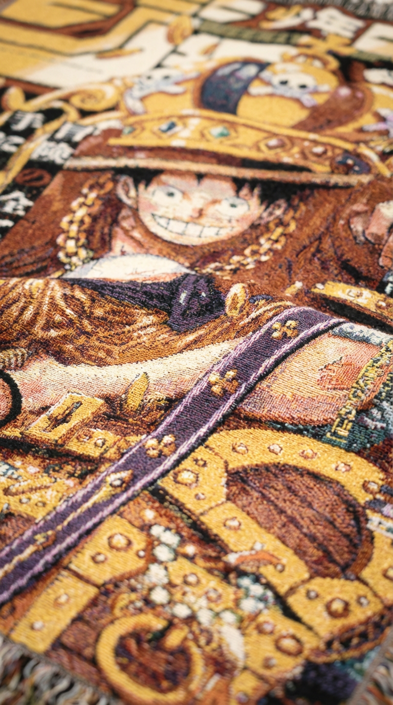 Anime King Tapestry Blanket l Premium Woven Throw for Bed & Sofa | Anime-Inspired Home Decor Gift