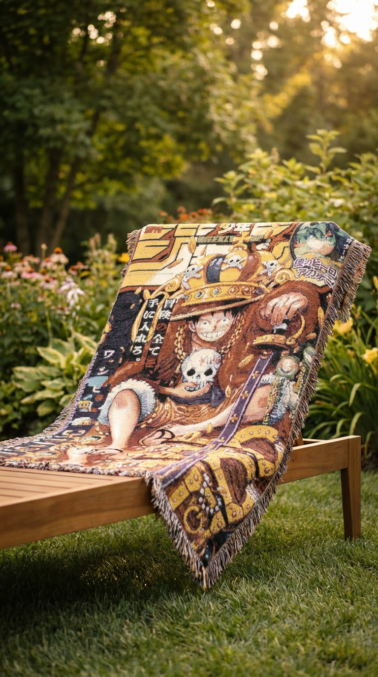 Anime King Tapestry Blanket l Premium Woven Throw for Bed & Sofa | Anime-Inspired Home Decor Gift