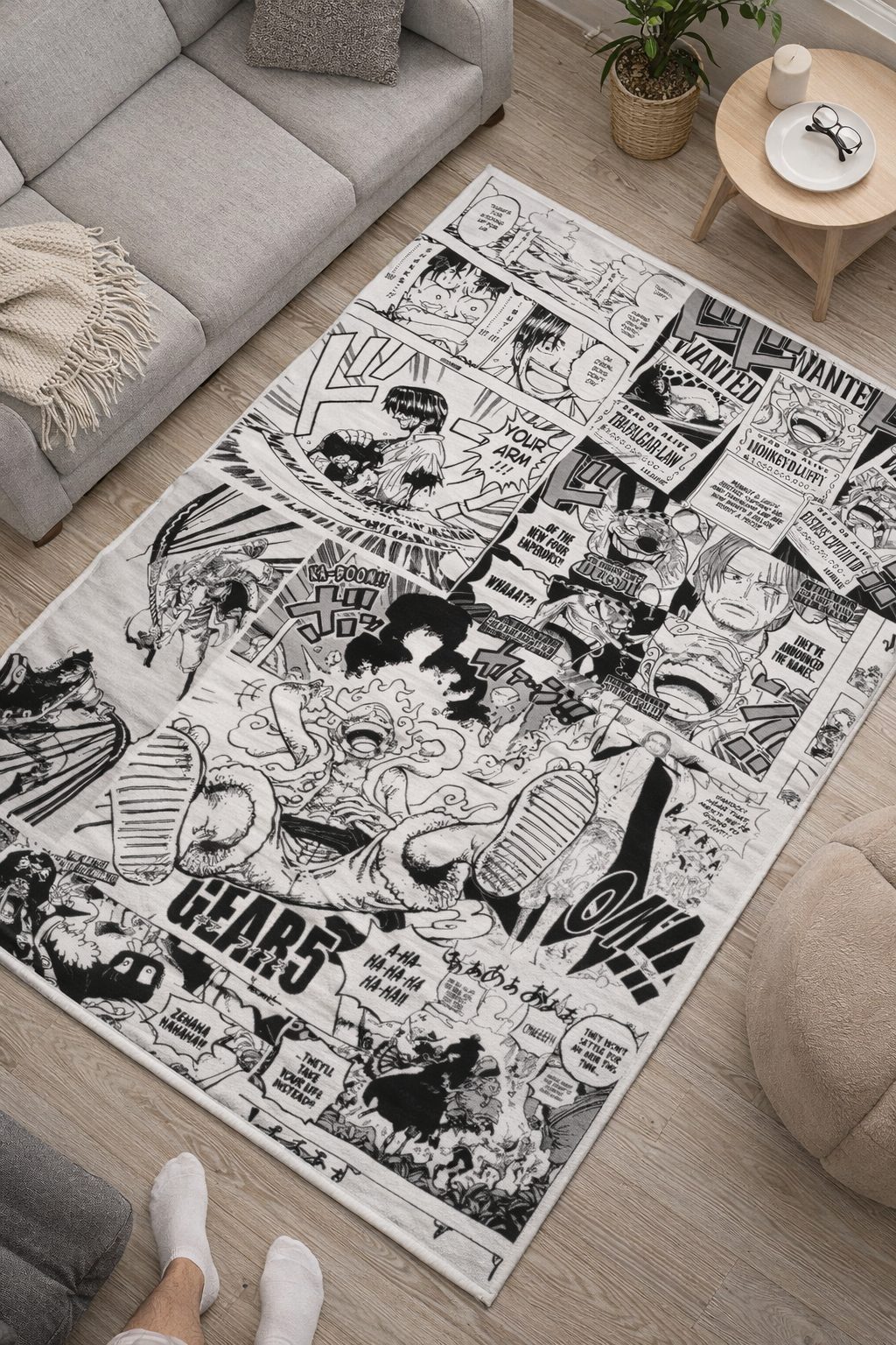 Anime Sun Warrior Area Rug Manga Style Floor Decor