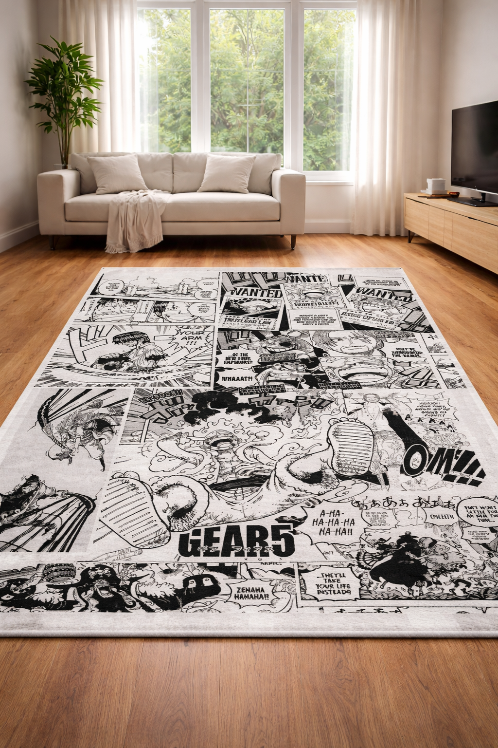 Anime Sun Warrior Area Rug Manga Style Floor Decor