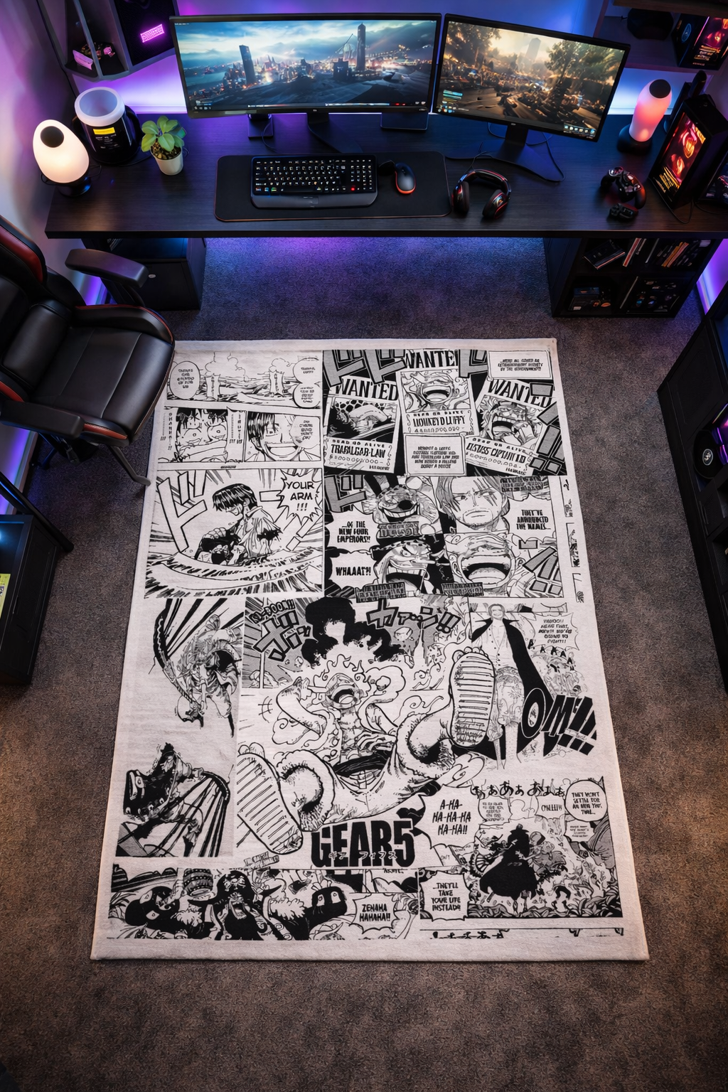 Anime Sun Warrior Area Rug Manga Style Floor Decor