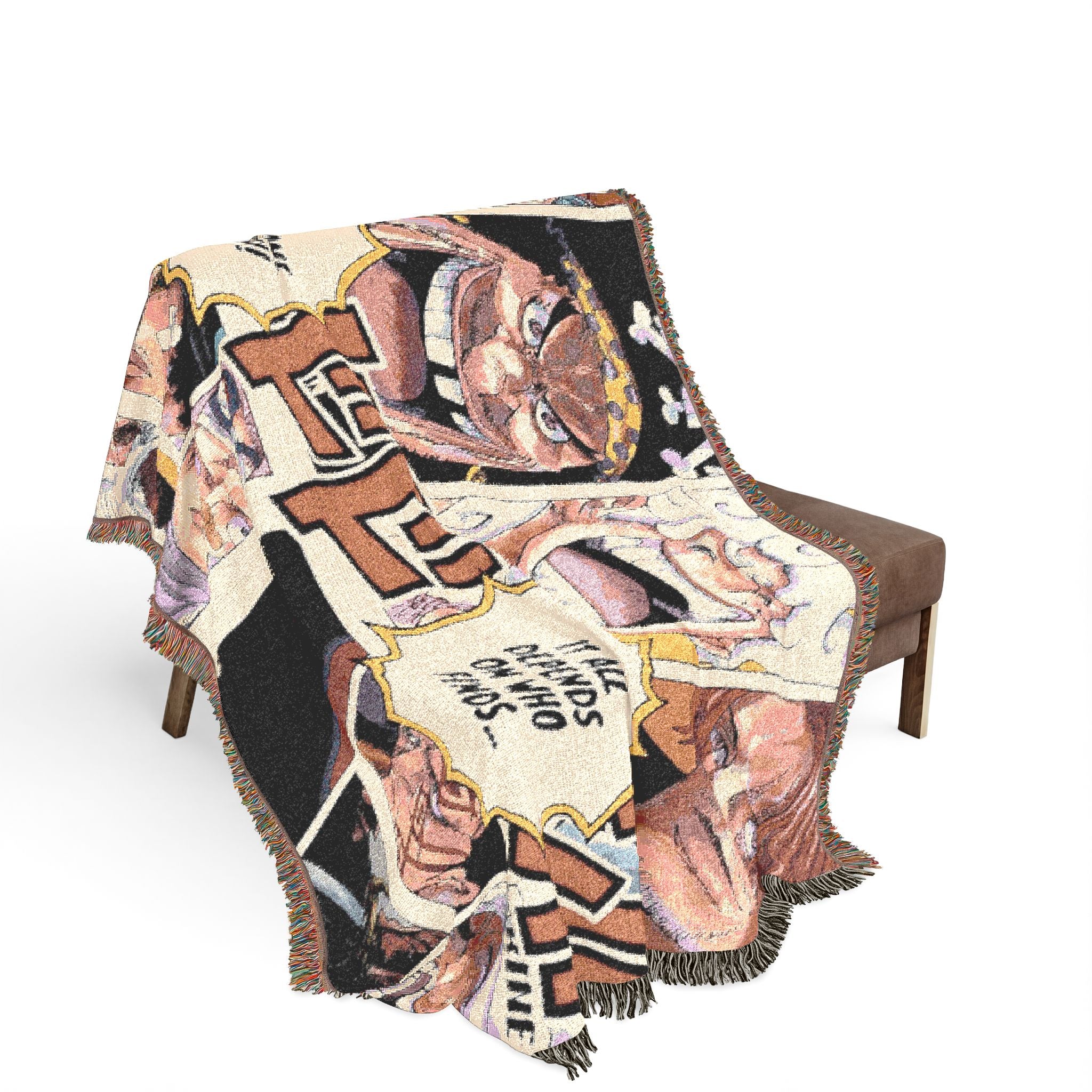 Vintage Manga Panel Blanket | Pirate Adventure Woven Throw | Retro Anime Scene Collage | Cozy Statement Home Decor